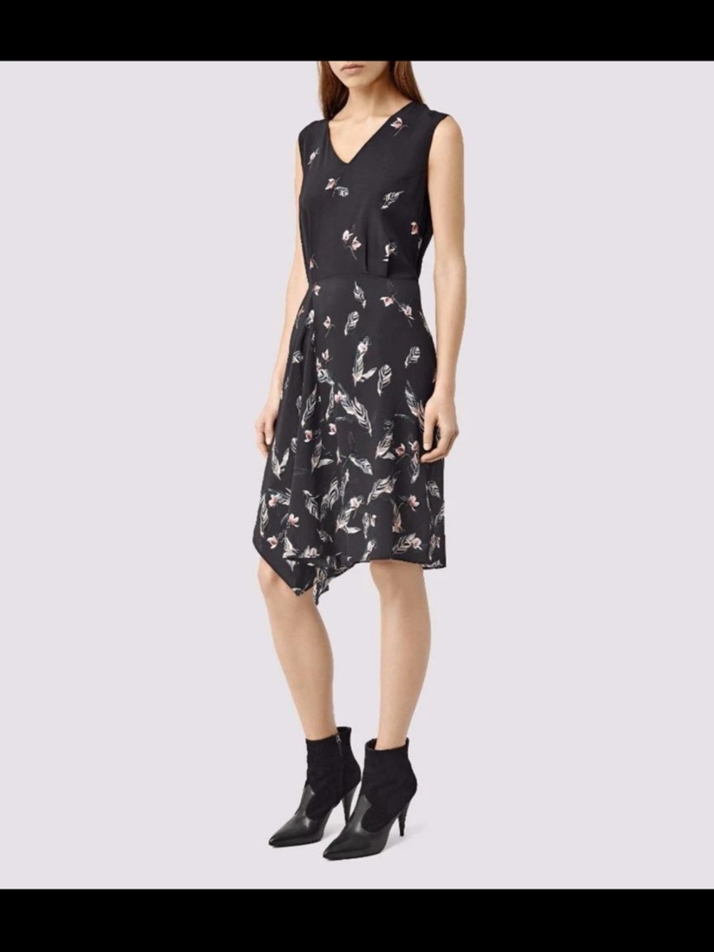 All Saints Vista Canna Silk Asymmetric Dress
